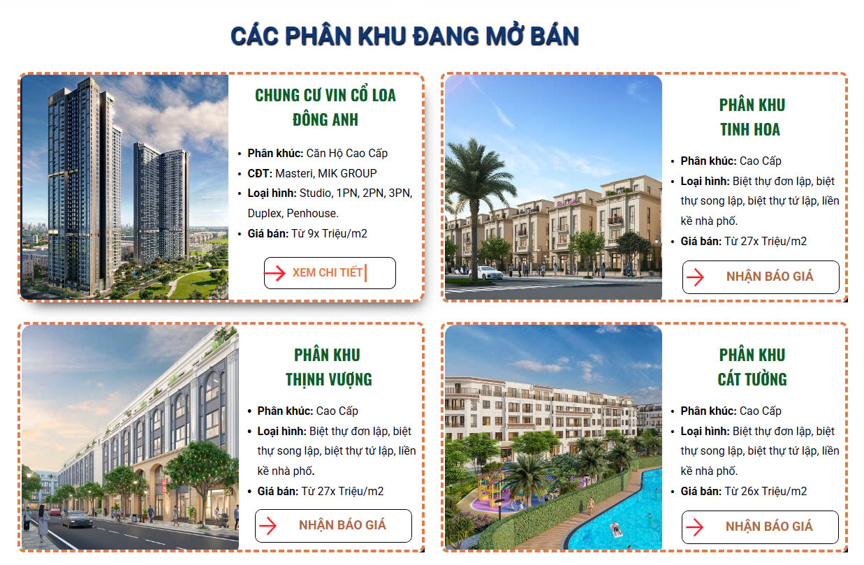 Phân khu Vinhomes Cổ Loa