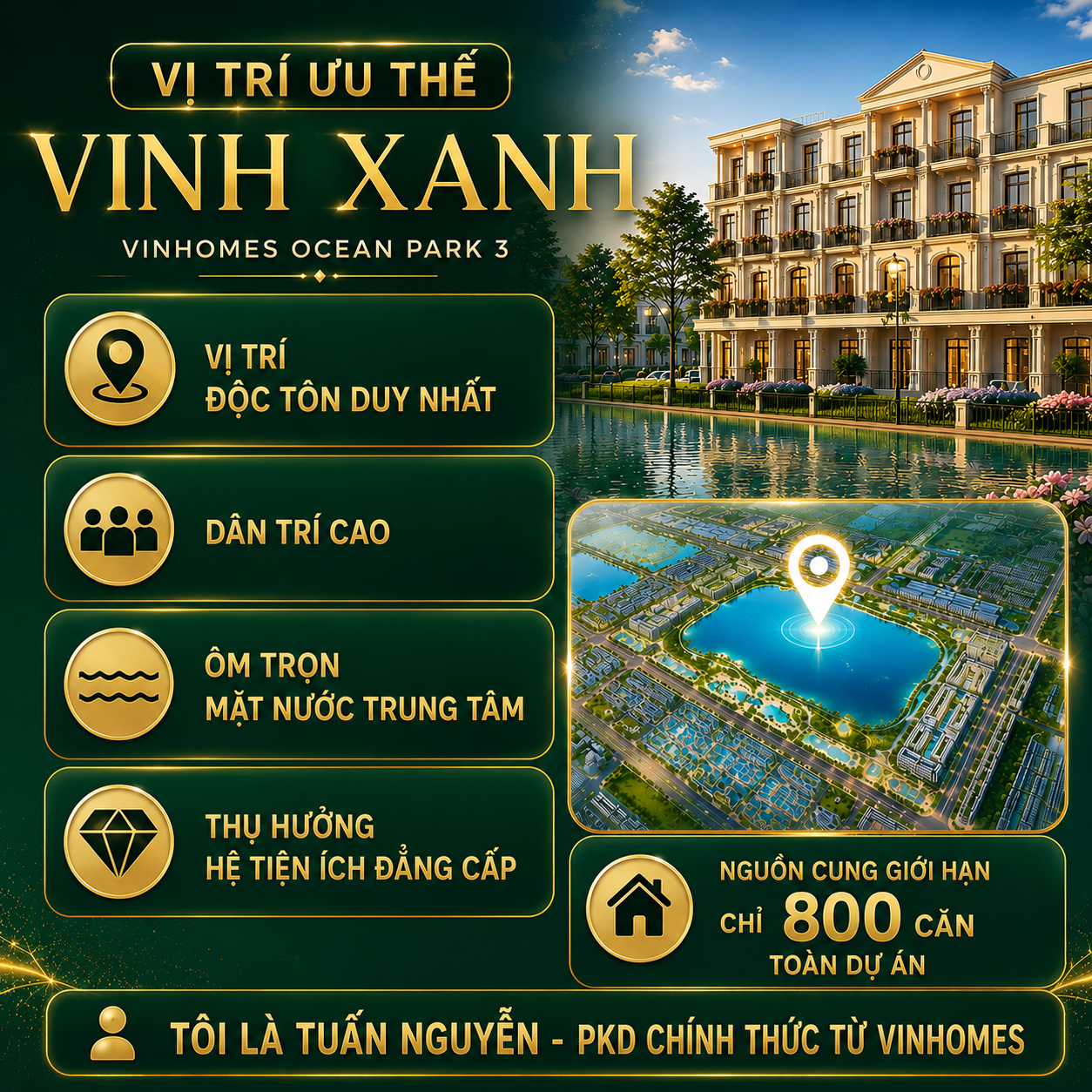 Vị trí ưu thế phân khu Vịnh Xanh