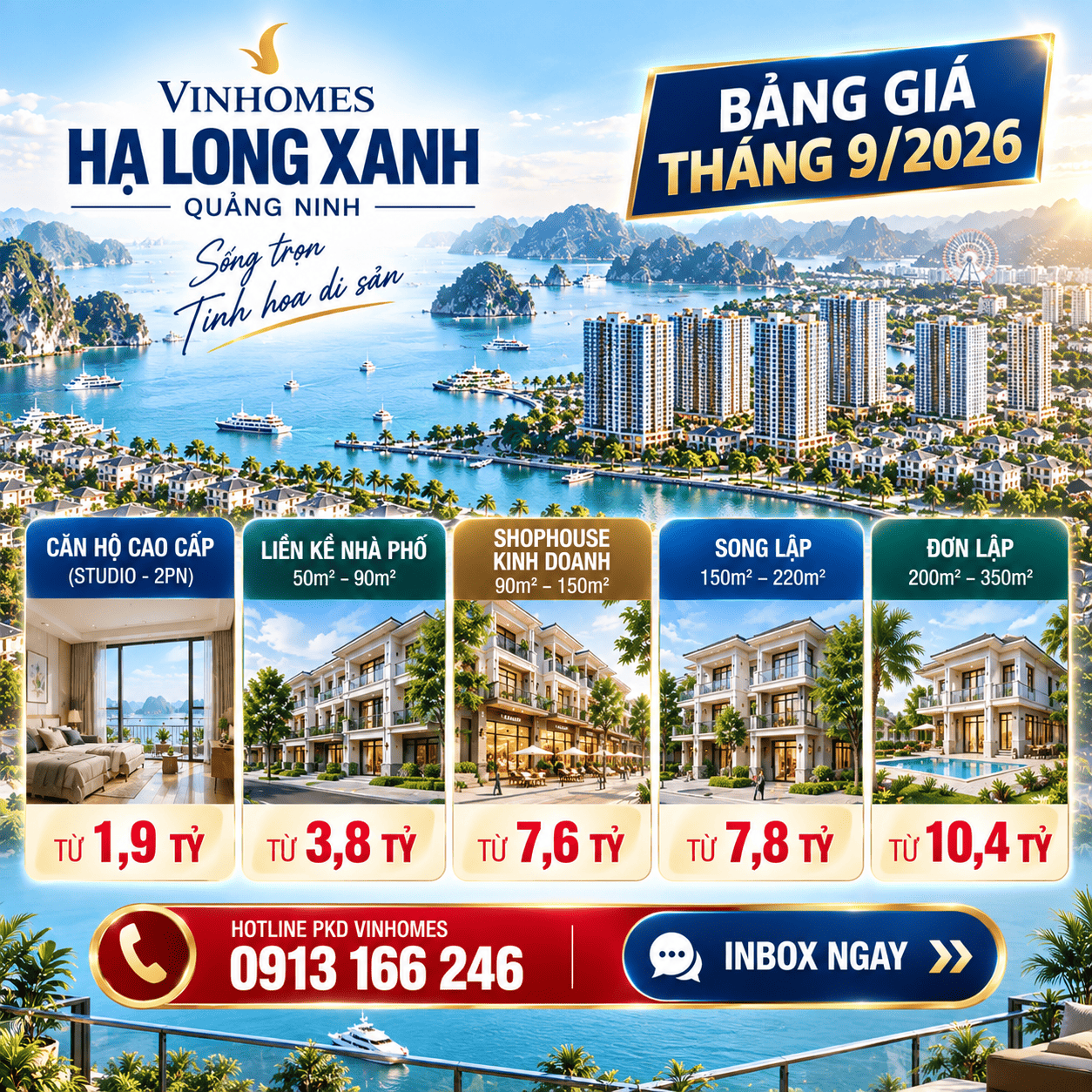 Giá Tháng 9 Vinhomes Hạ Long Xanh