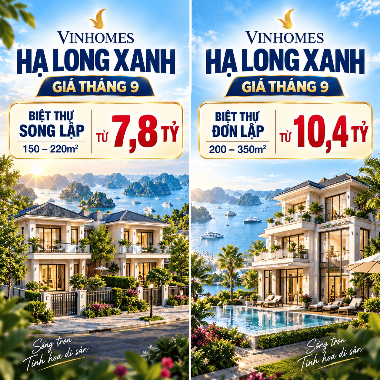 song lập - đơn lập Giá Tháng 9 Vinhomes Hạ Long Xanh